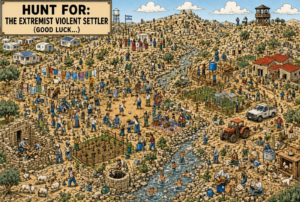 Find the extremist violent settler in the picture below